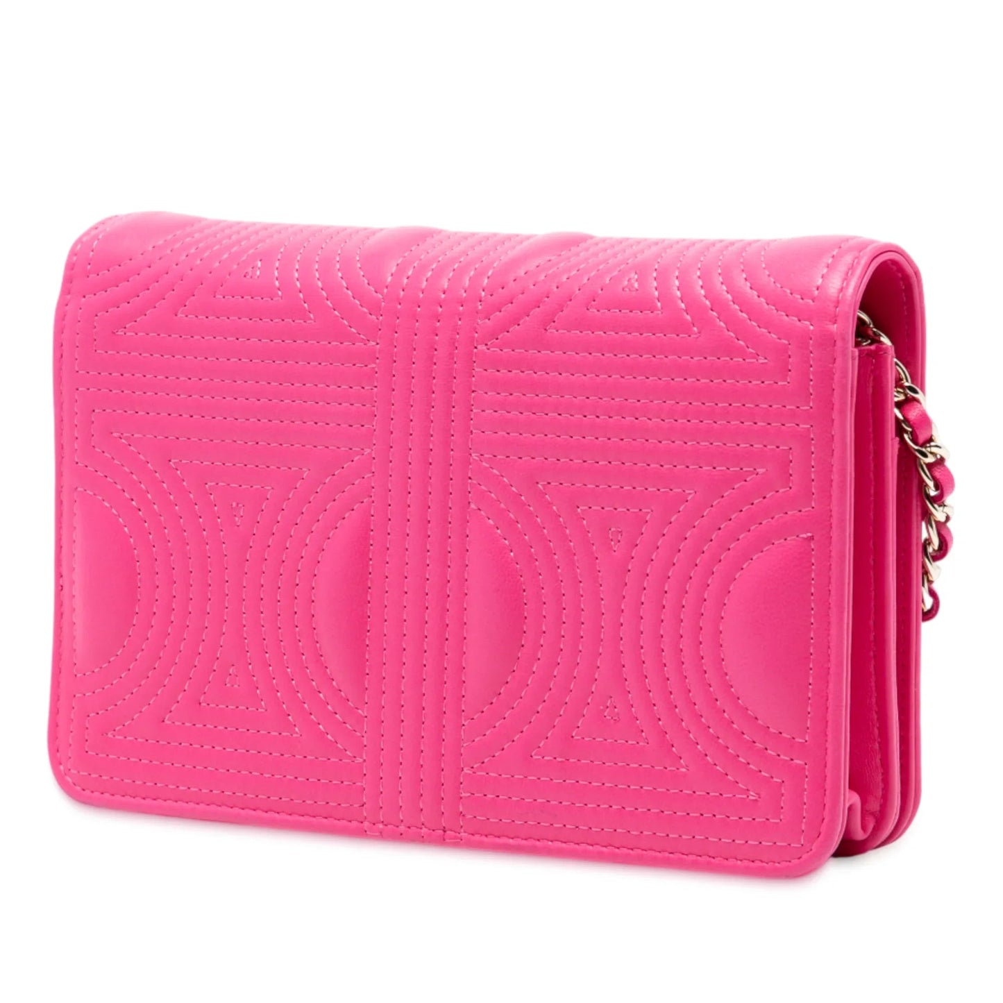 Pink Chanel Quilted Lambskin Korean Garden Wallet on Chain Crossbody Bag