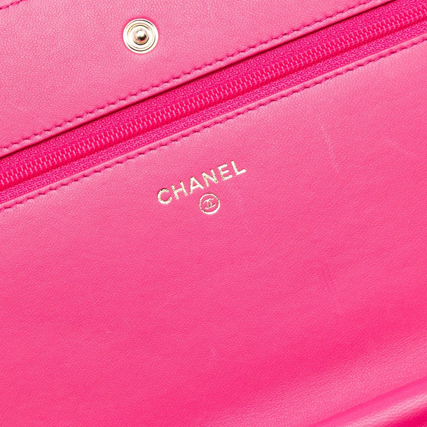 Pink Chanel Quilted Lambskin Korean Garden Wallet on Chain Crossbody Bag