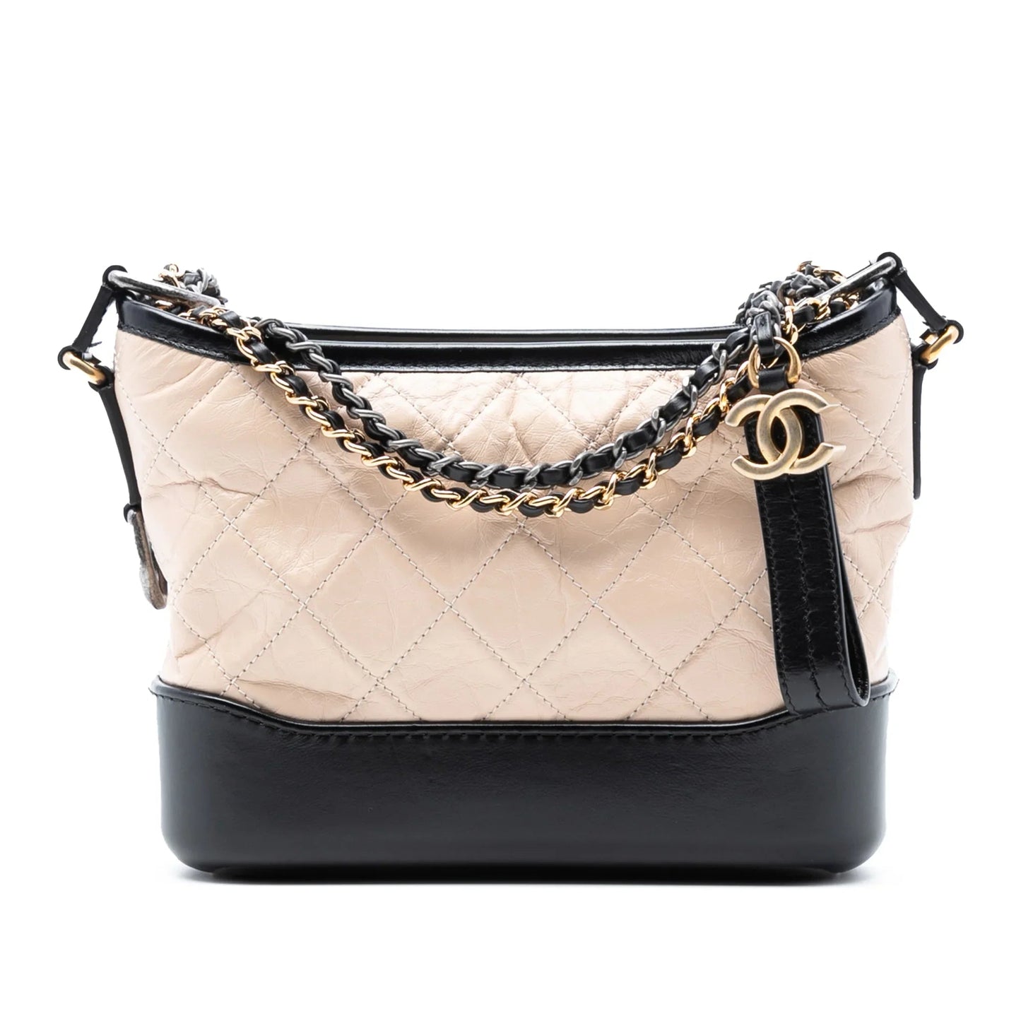 Beige Chanel Small Bicolor Aged Calfskin Gabrielle Crossbody