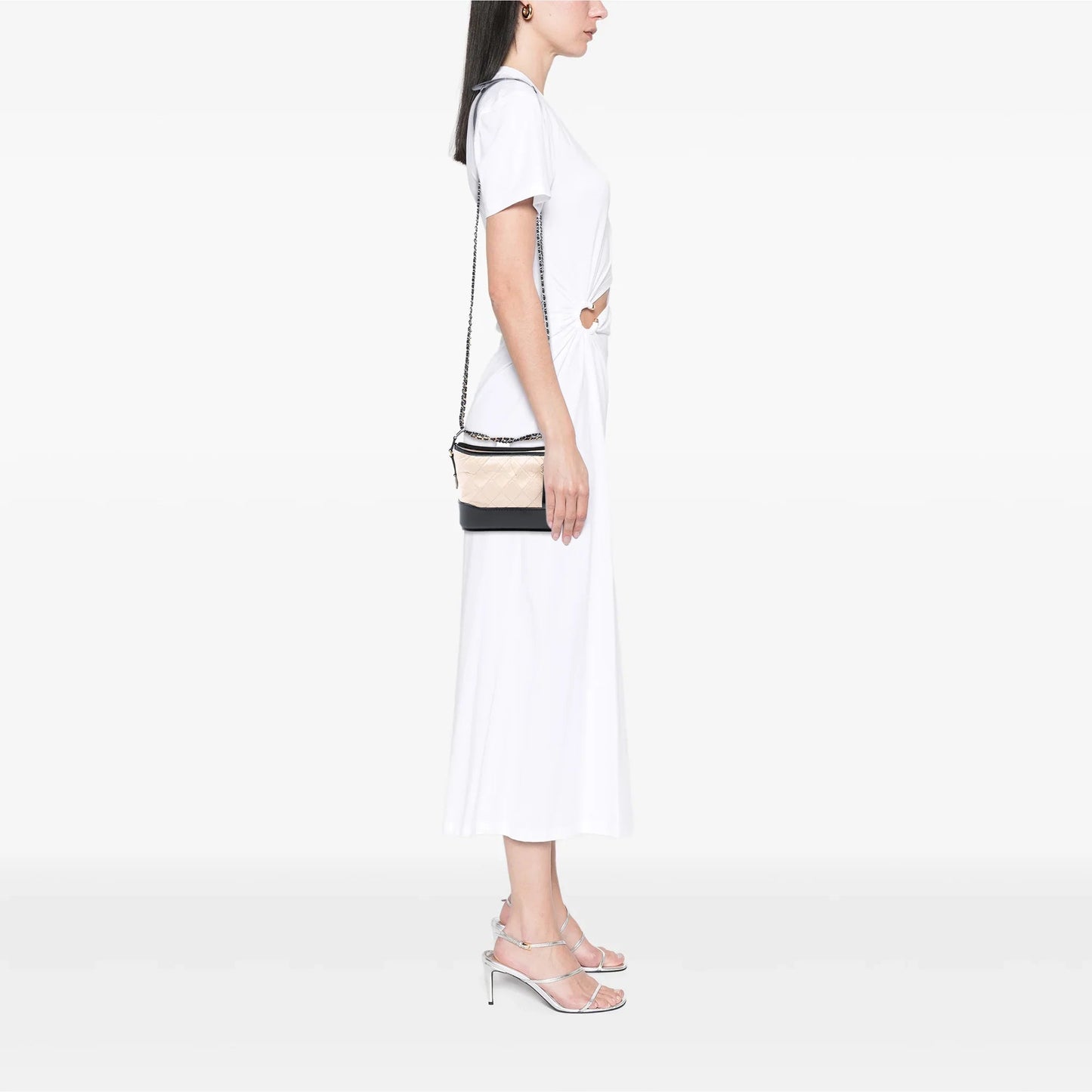 Beige Chanel Small Bicolor Aged Calfskin Gabrielle Crossbody