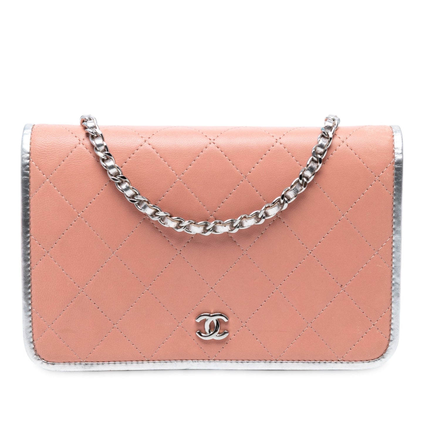 Pink Chanel CC Quilted Bicolor Lambskin Wallet On Chain Crossbody Bag