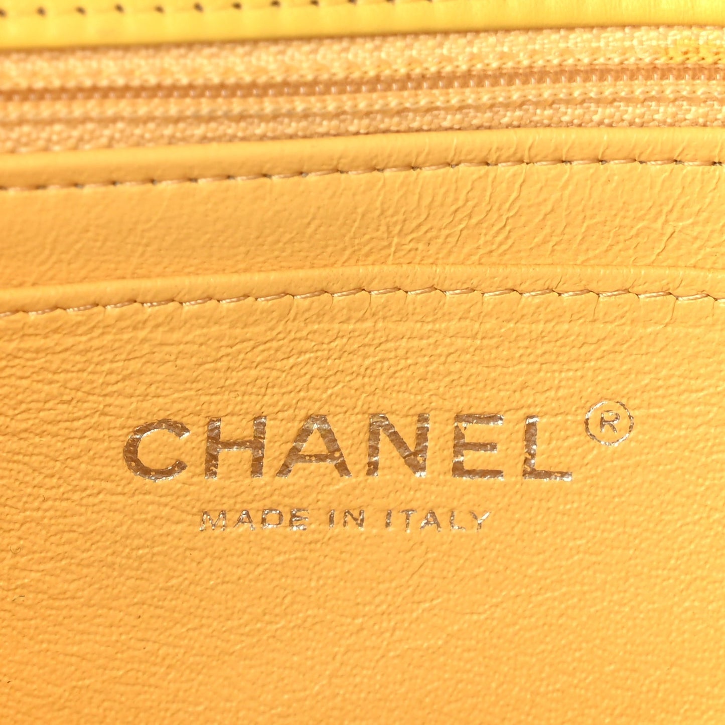 Chanel Patent Chevron Quilted Mini Rectangular Flap  Yellow