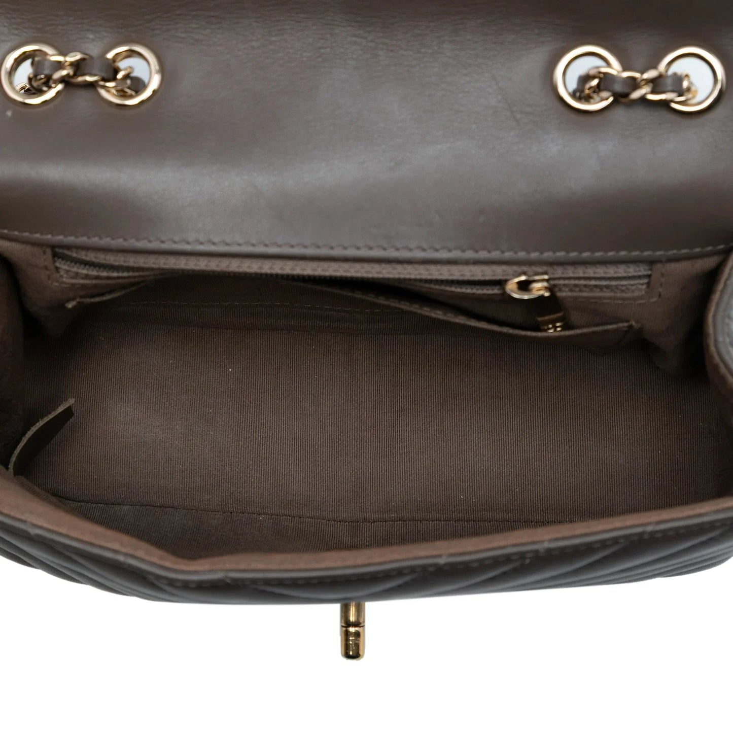 Brown Chanel Small Chevron Lambskin Statement Flap Shoulder Bag