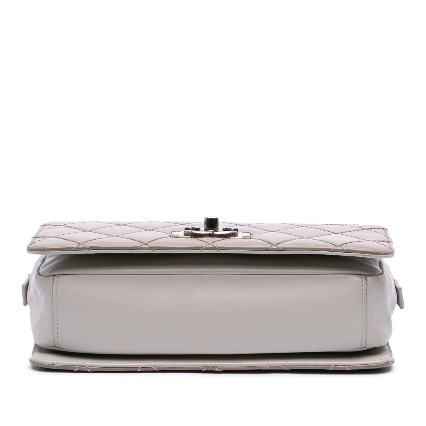 Taupe Chanel Quilted Calfskin Day Trip Flap Shoulder Bag