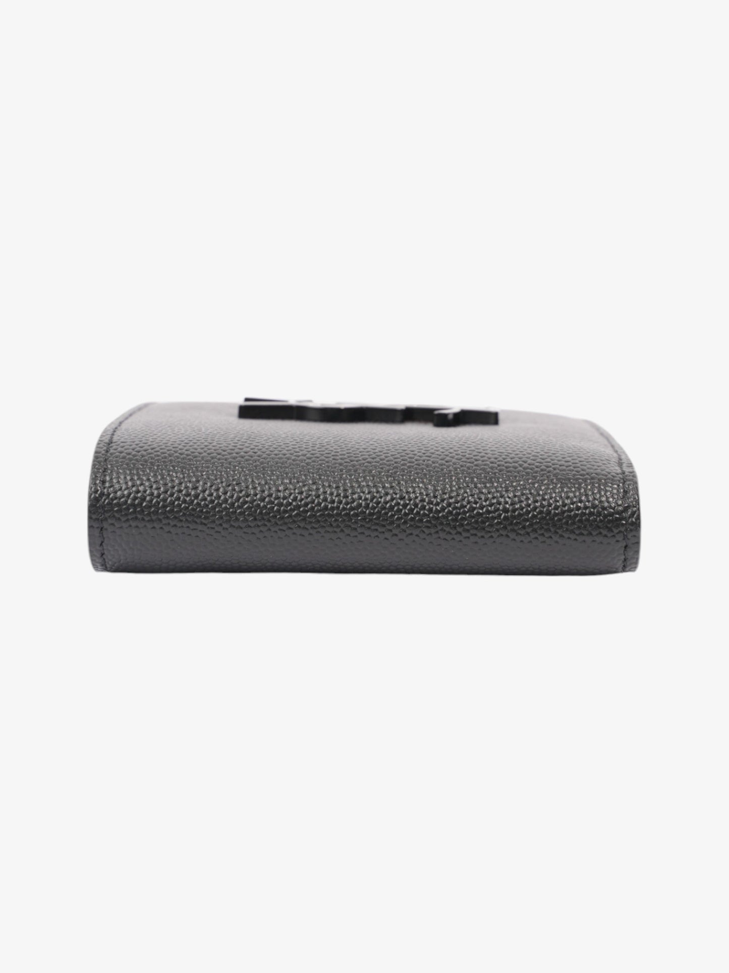 Saint Laurent Cassandre Logo Wallet Black Leather