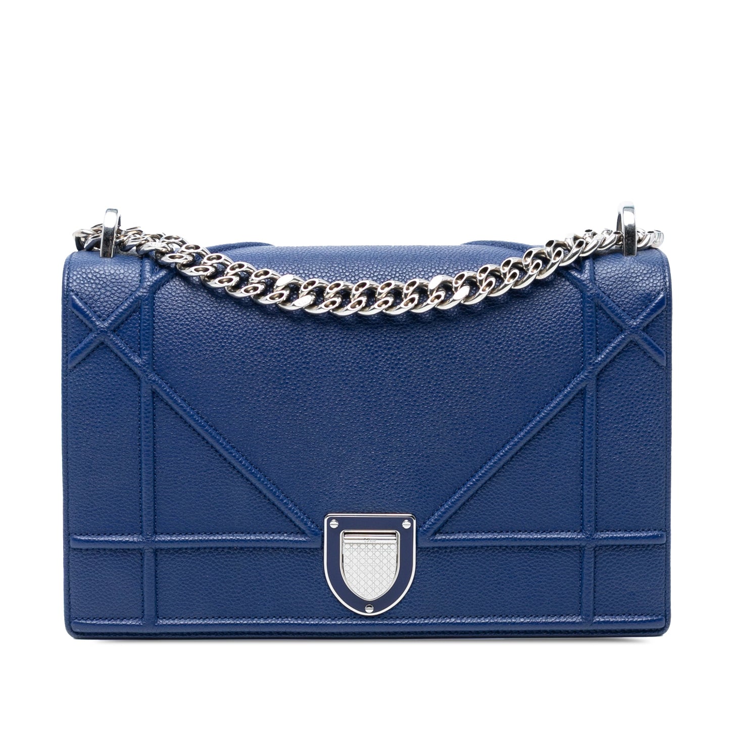 Blue Dior Medium Grained Calfskin Diorama Flap Crossbody Bag