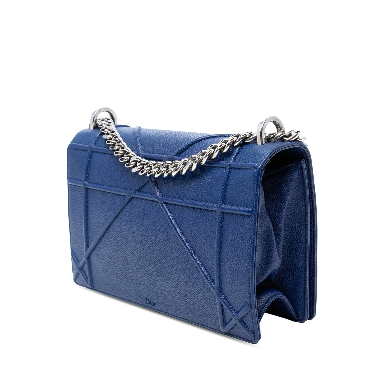 Blue Dior Medium Grained Calfskin Diorama Flap Crossbody Bag
