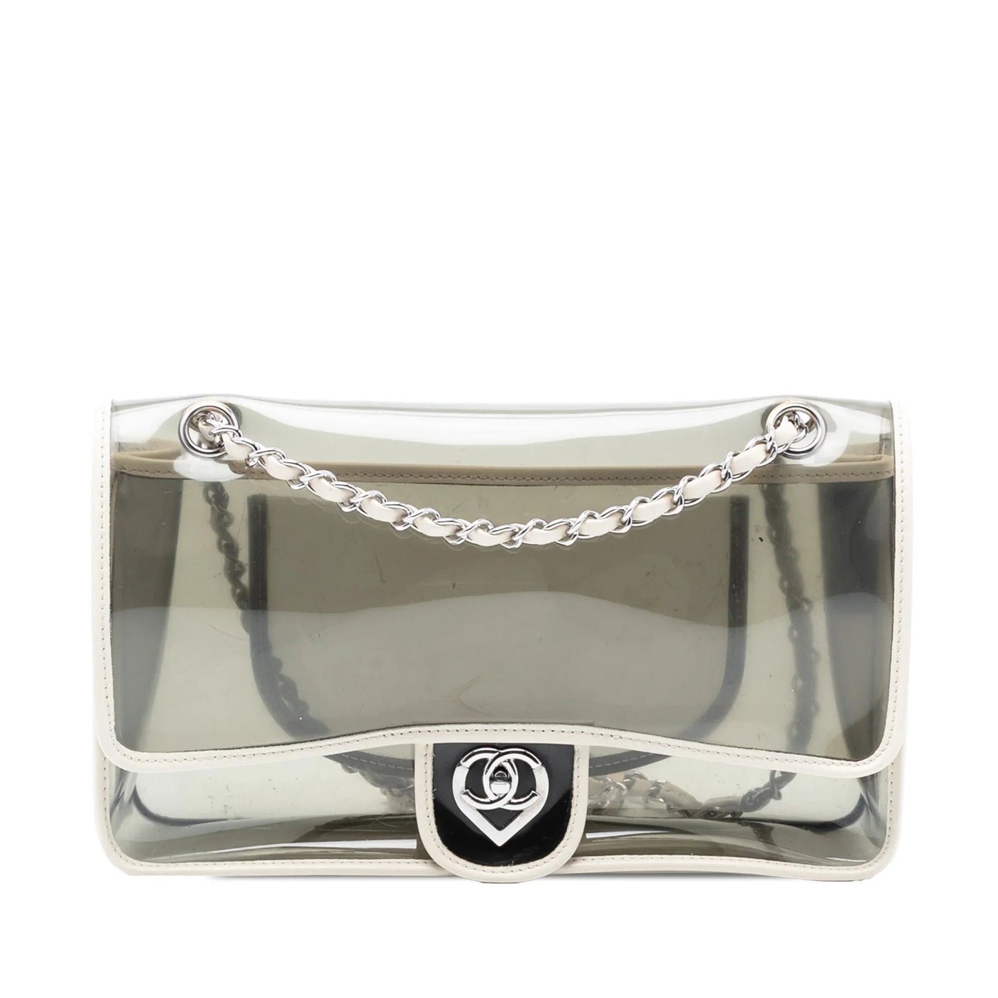 White Chanel Large PVC and Lambskin Naked Flap Shoulder Bag