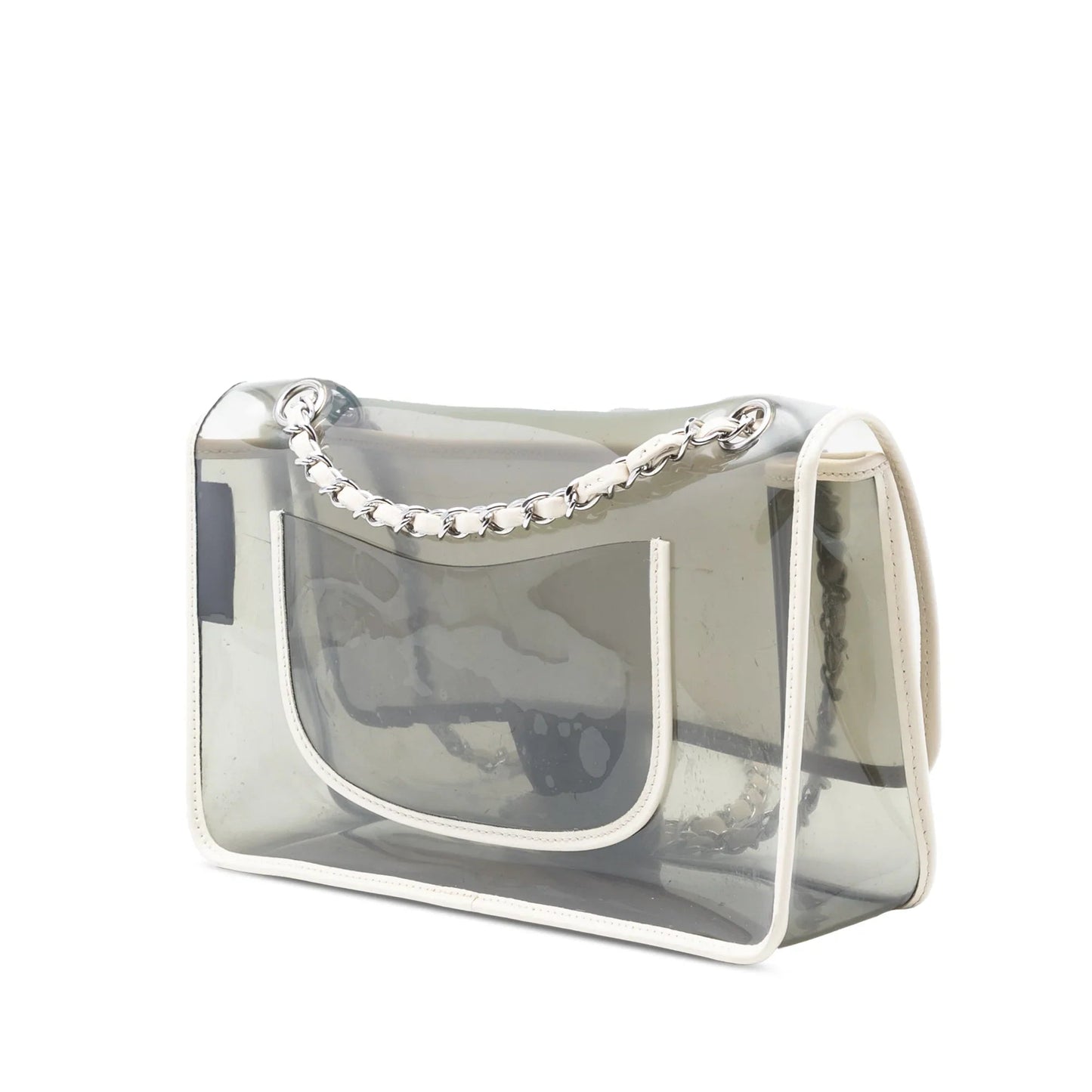 White Chanel Large PVC and Lambskin Naked Flap Shoulder Bag