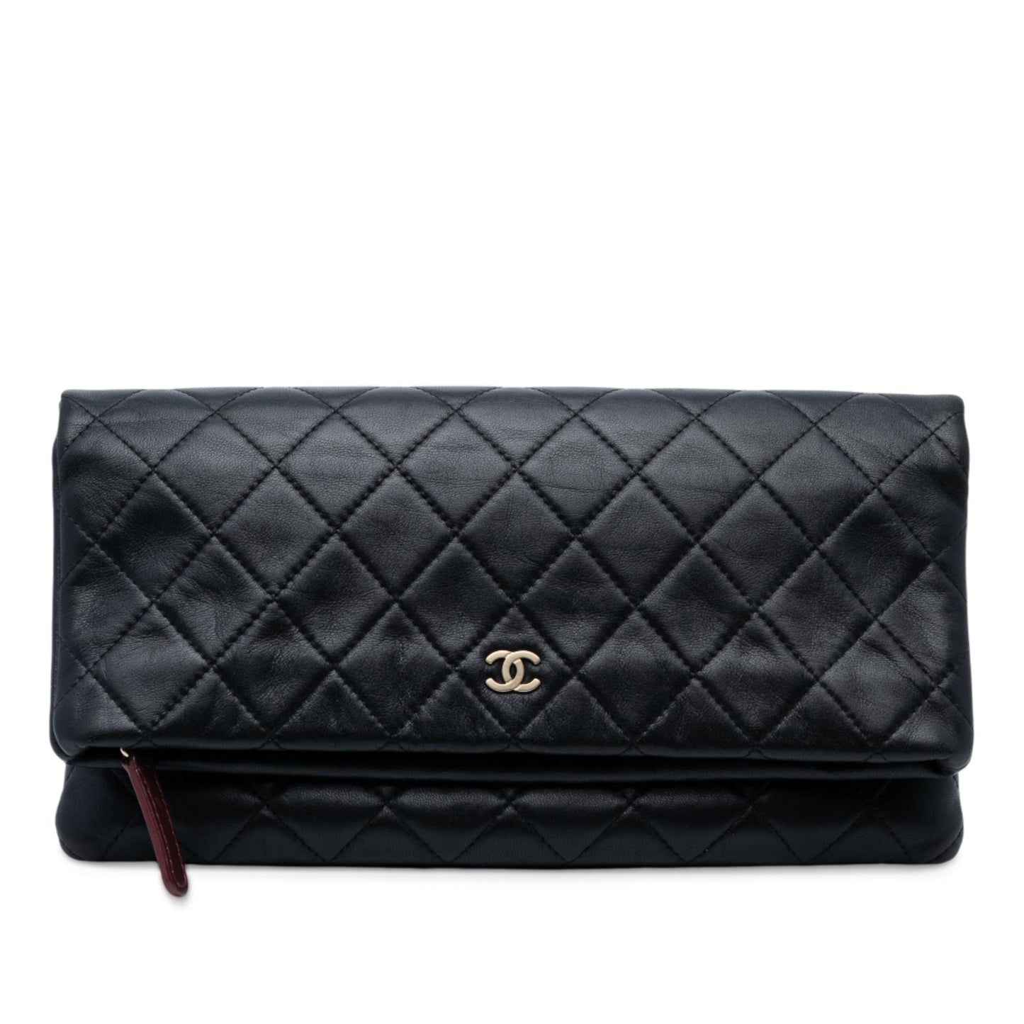 Black Chanel Quilted Lambskin CC Beauty Foldover Clutch