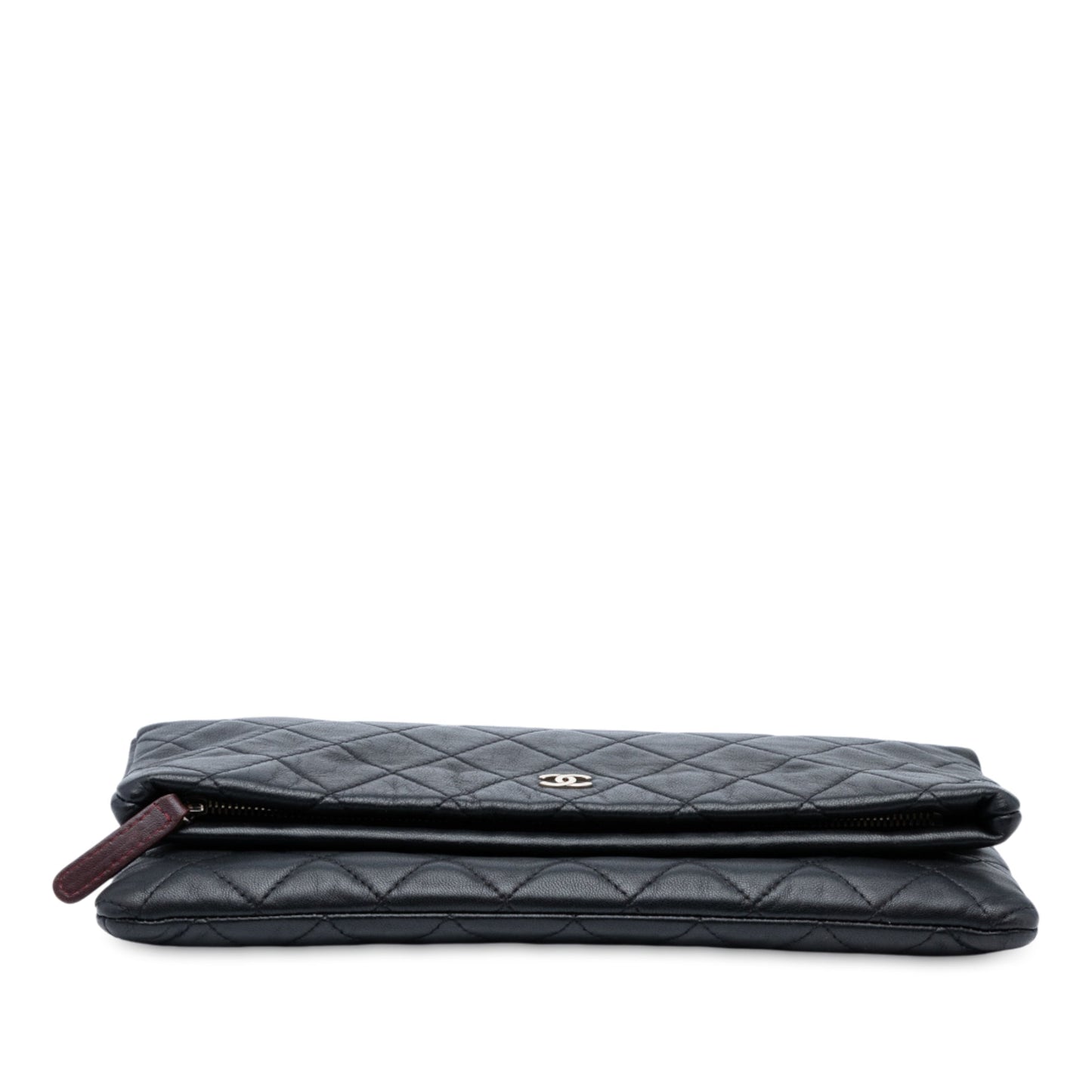 Black Chanel Quilted Lambskin CC Beauty Foldover Clutch