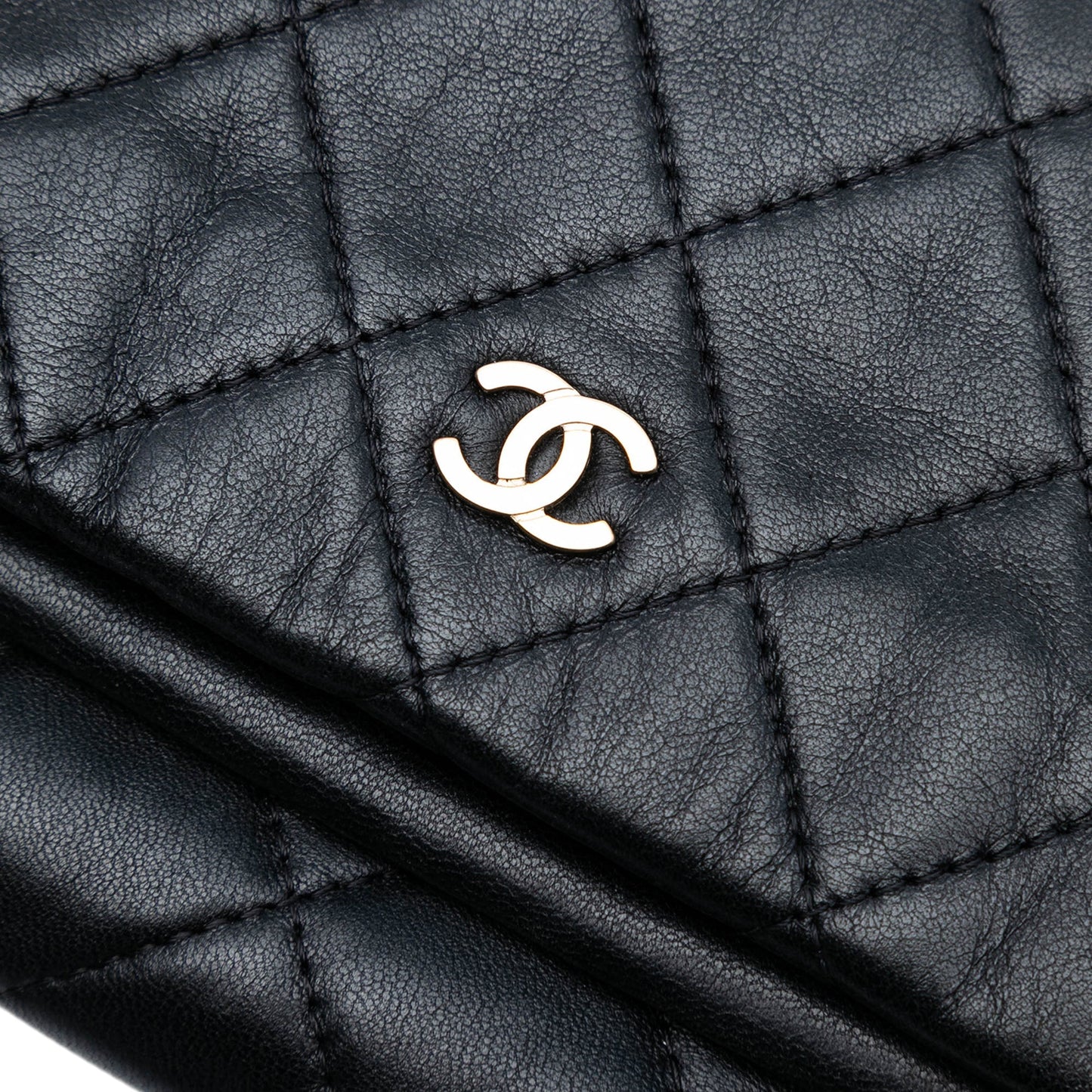 Black Chanel Quilted Lambskin CC Beauty Foldover Clutch