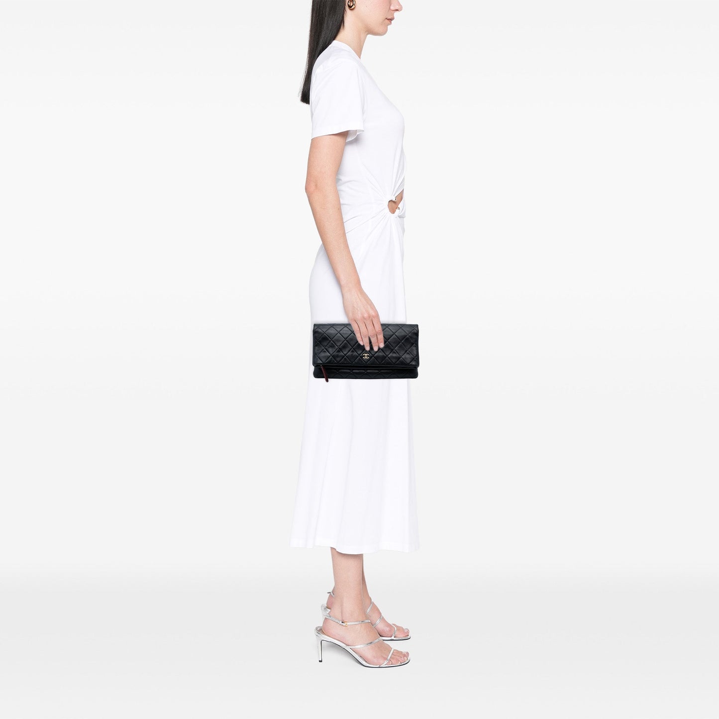Black Chanel Quilted Lambskin CC Beauty Foldover Clutch