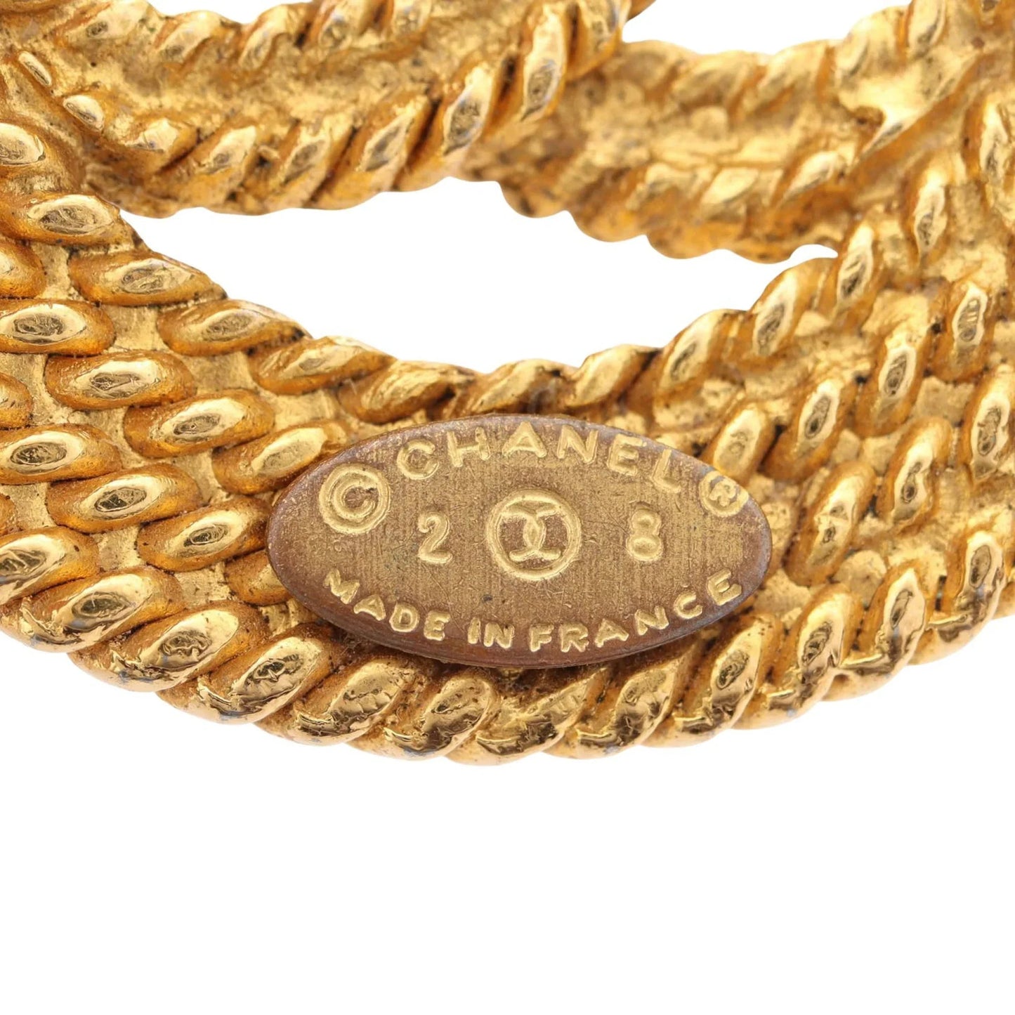 Gold Chanel Gold Plated CC Rope Brooch