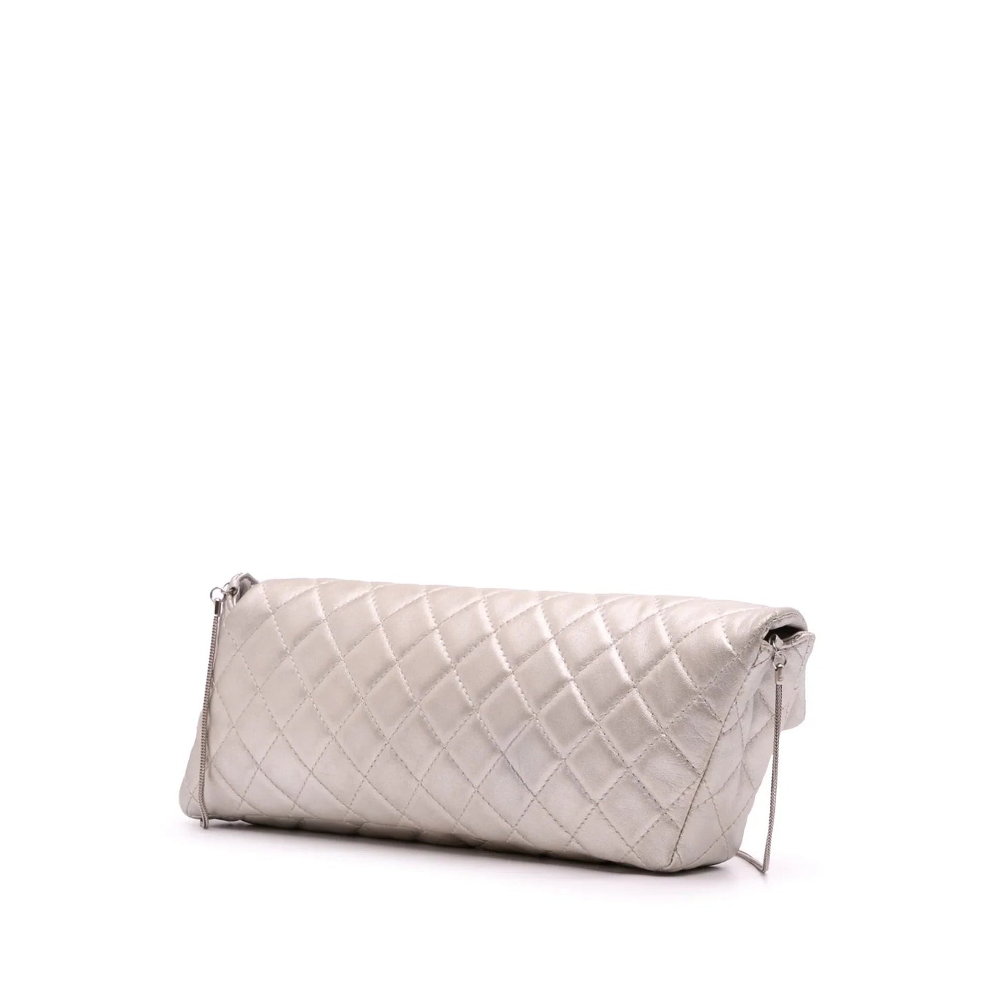 Silver Chanel Reissue 2.55 Metallic Lambskin Clutch With Chain Shoulder Bag