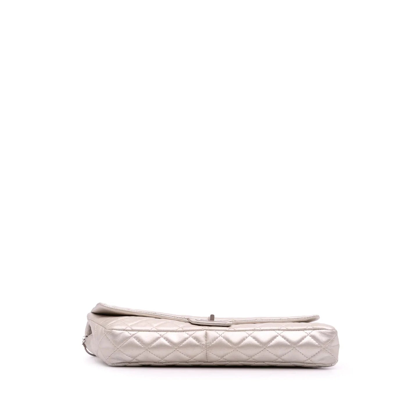 Silver Chanel Reissue 2.55 Metallic Lambskin Clutch With Chain Shoulder Bag