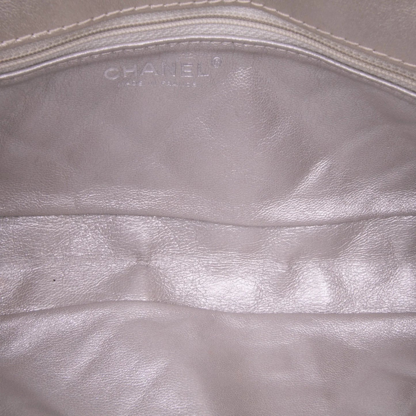 Silver Chanel Reissue 2.55 Metallic Lambskin Clutch With Chain Shoulder Bag