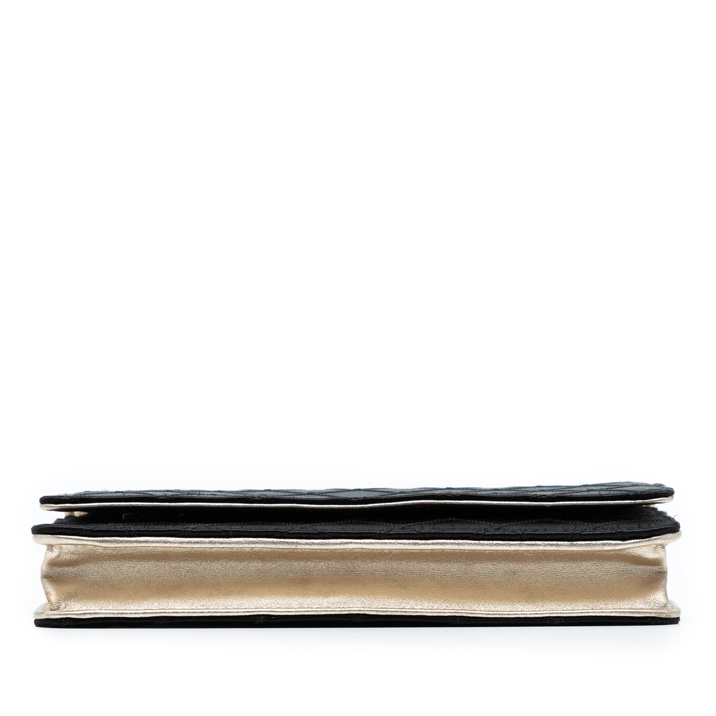 Black Chanel Bicolor Satin Diamond Stitch Wallet On Chain Crossbody Bag