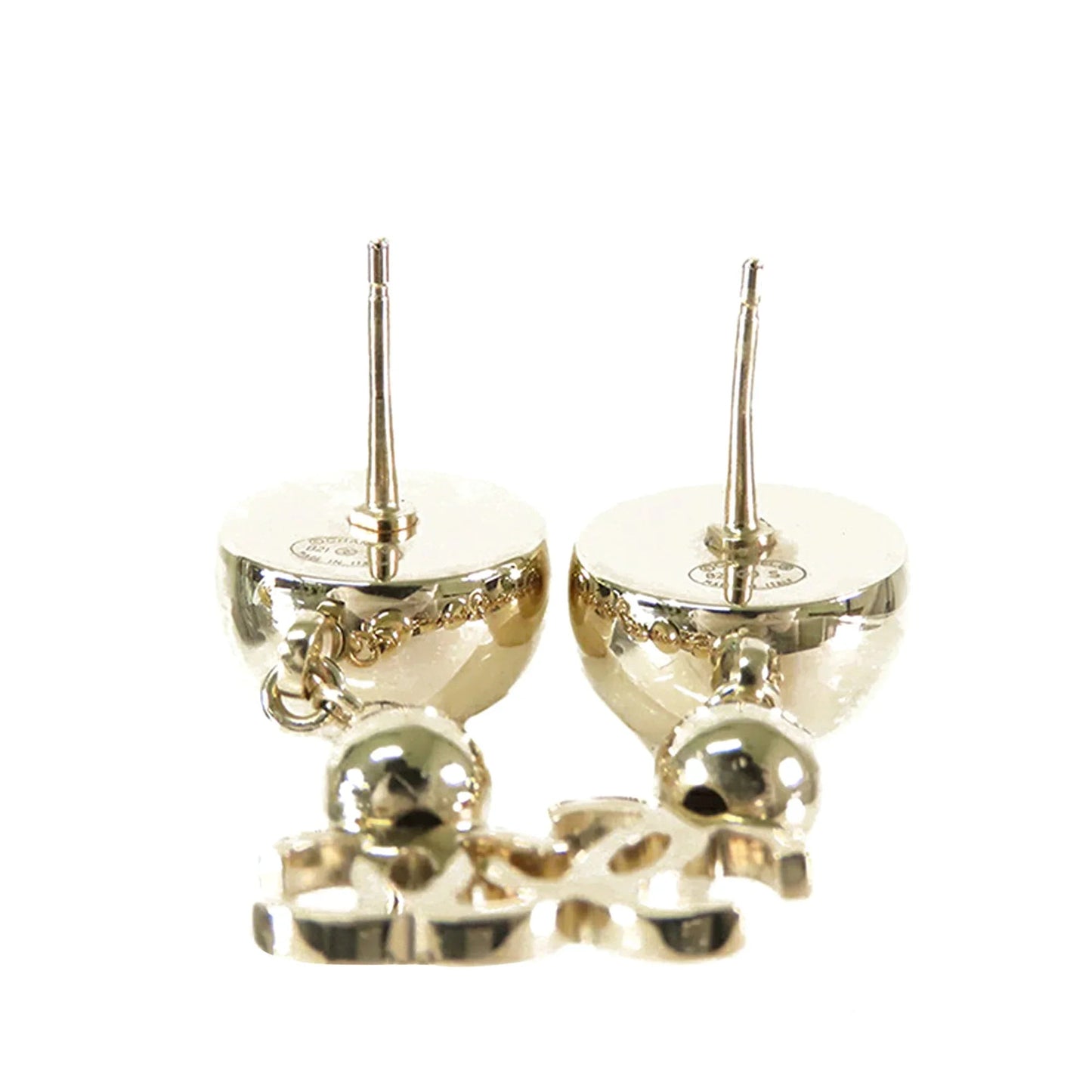 Gold Chanel CC Gold Plated Swing Push Back Earrings