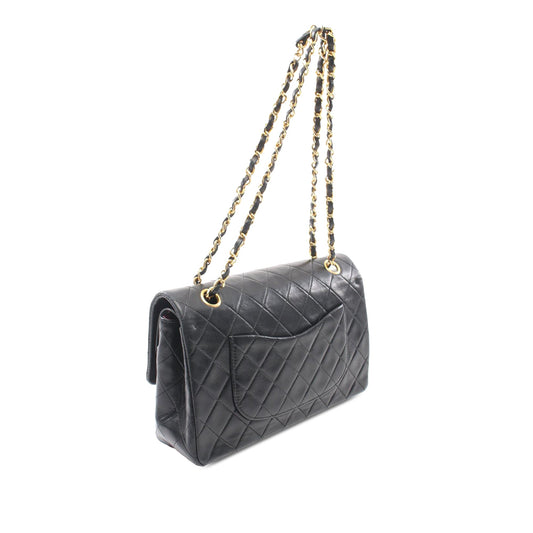Black Chanel Medium Classic Lambskin Double Flap Shoulder Bag