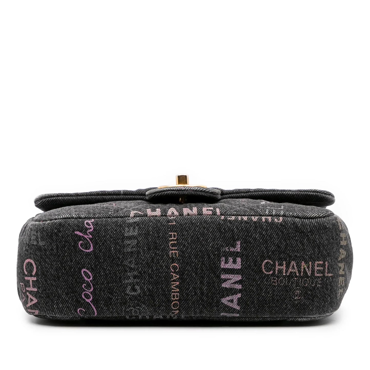 Gray Chanel Mini Rectangular Quilted Denim Mood Flap Crossbody Bag