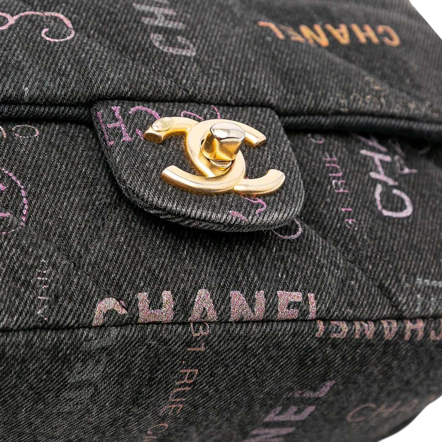 Gray Chanel Mini Rectangular Quilted Denim Mood Flap Crossbody Bag