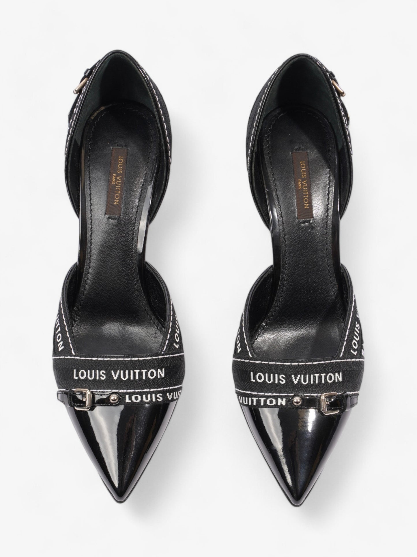 Louis Vuitton Ribbon Pumps 70 Black / White Patent Leather EU 38.5 UK 5.5