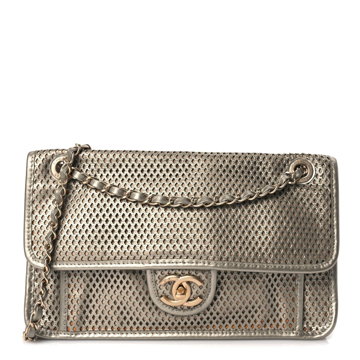 Chanel  Perforated Calfskin Large Up In The Air Flap Light Gold
