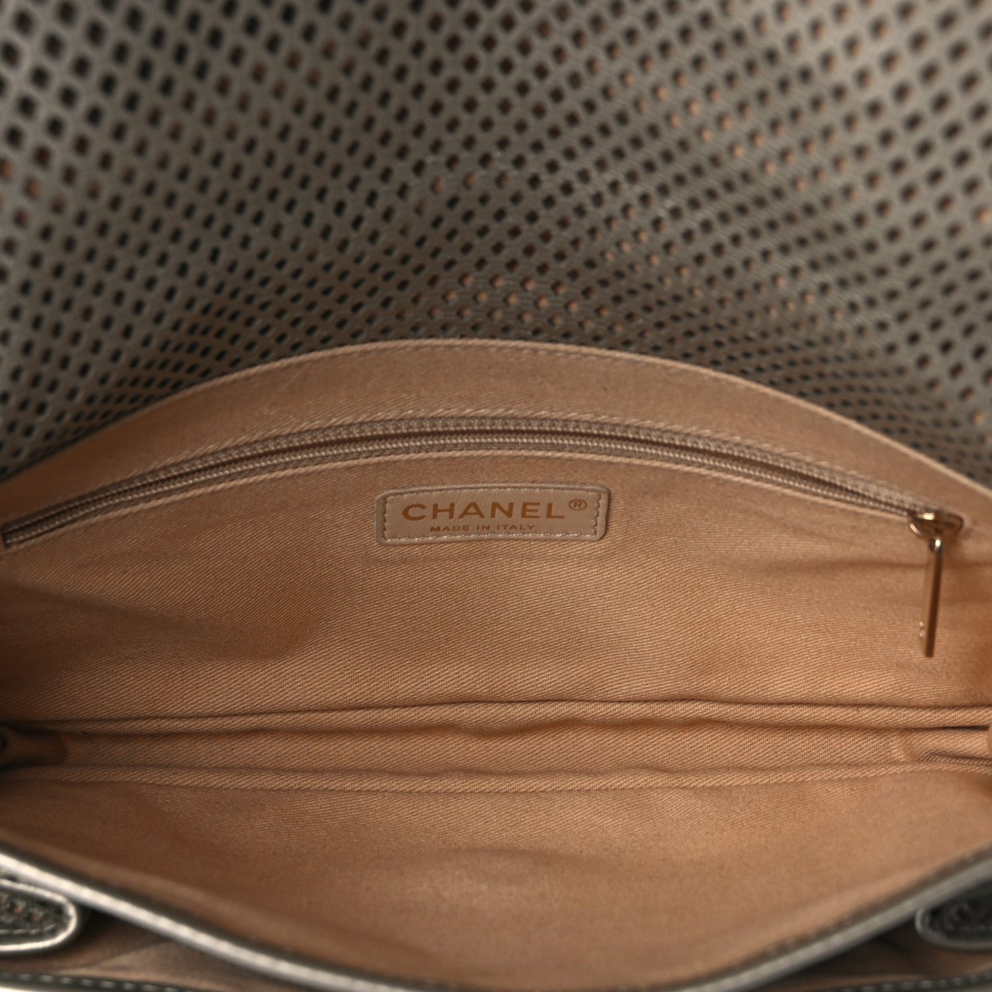 Chanel  Perforated Calfskin Large Up In The Air Flap Light Gold