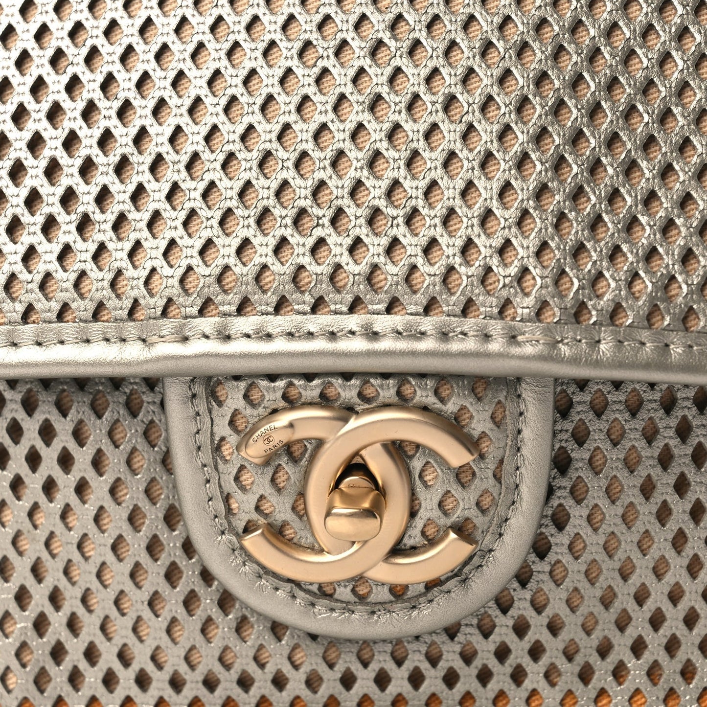 Chanel  Perforated Calfskin Large Up In The Air Flap Light Gold