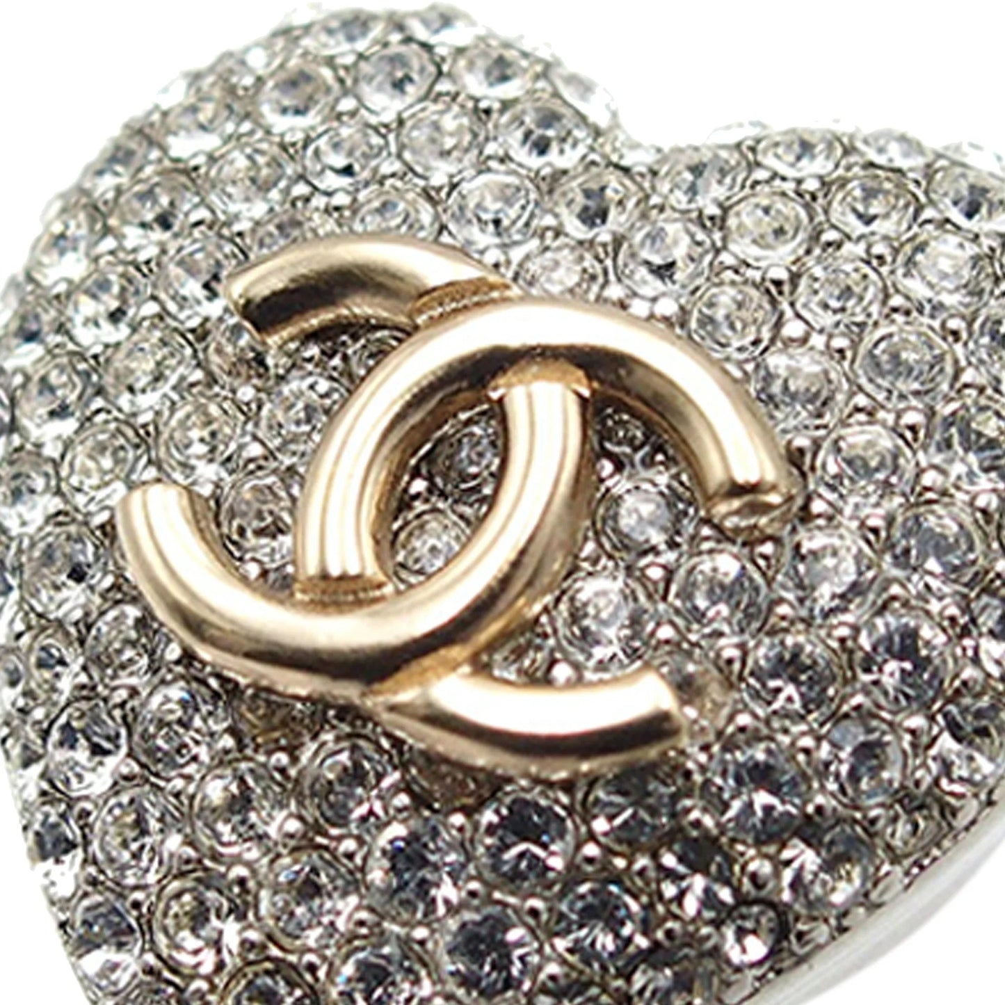Silver Chanel Silver Plated Crystal CC Heart Ring