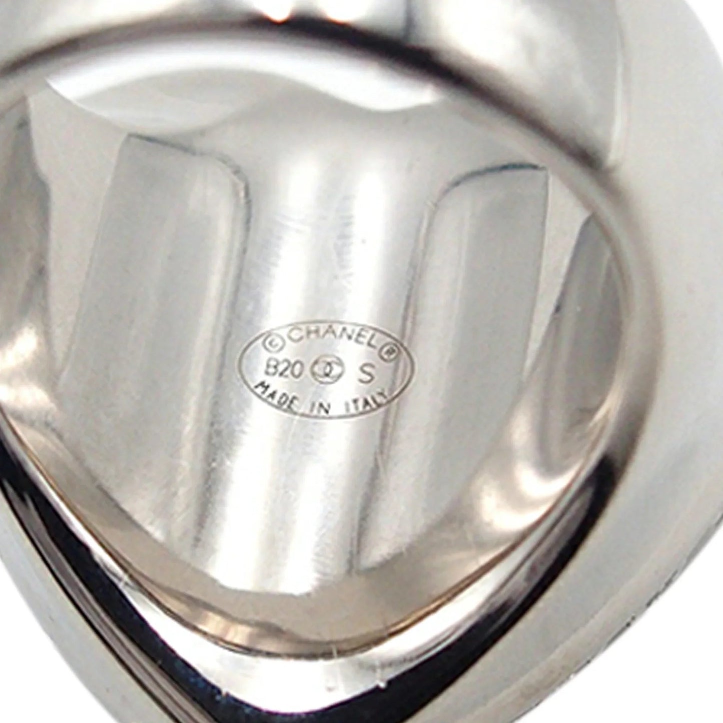 Silver Chanel Silver Plated Crystal CC Heart Ring