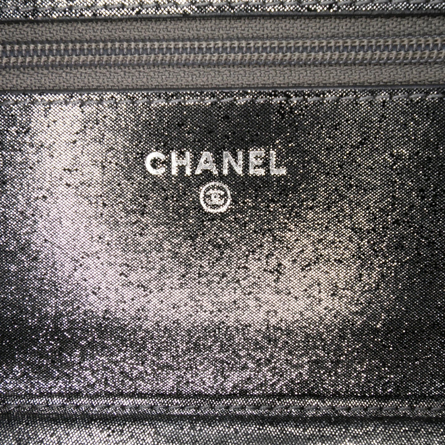Silver Chanel Quilted Iridescent Lambskin Tartan Button Wallet On Chain Crossbody Bag