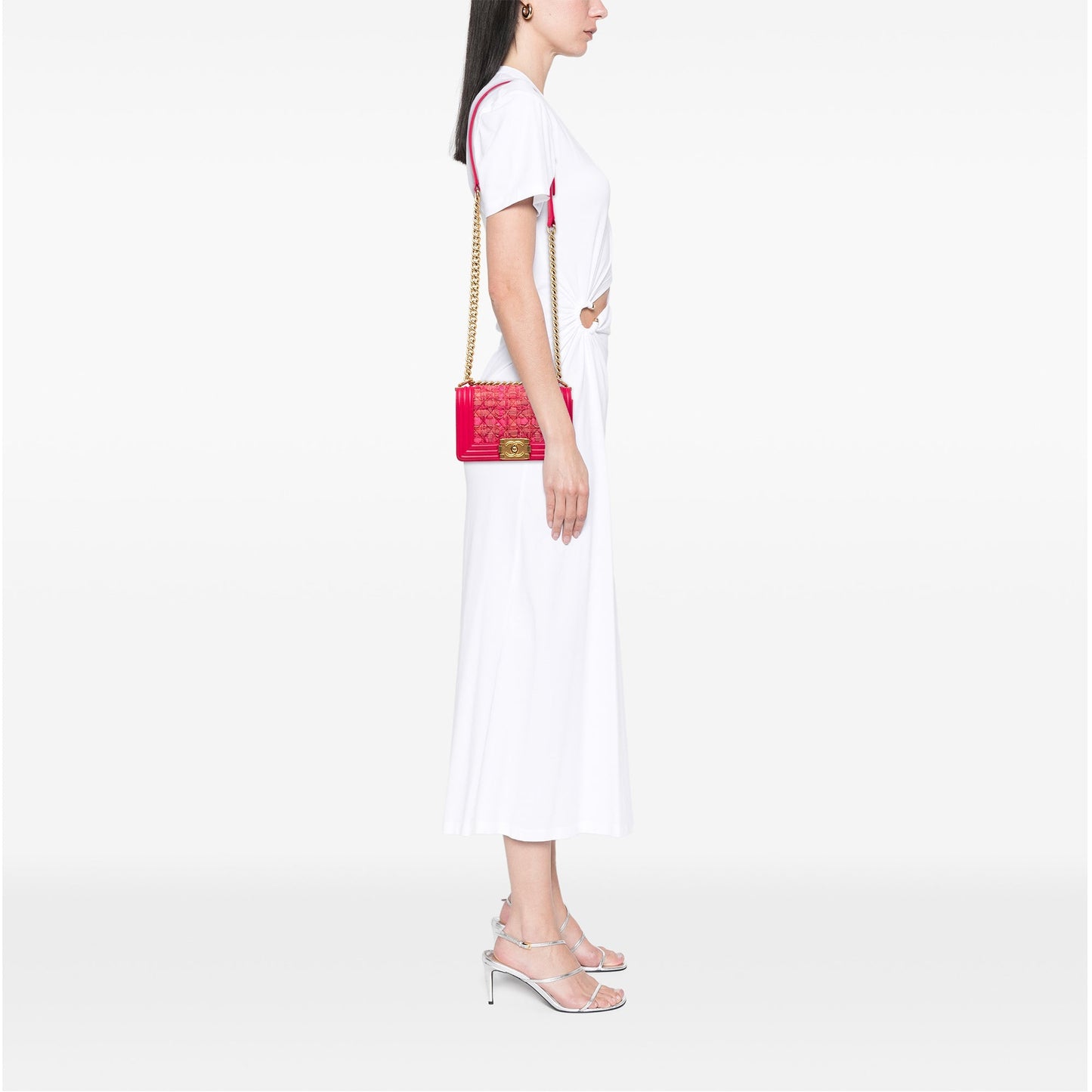 Pink Chanel Mini Tweed and Lambskin Boy Flap Crossbody Bag