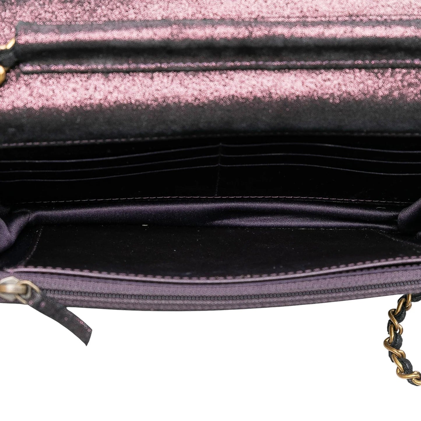 Purple Chanel Quilted Iridescent Lambskin Tartan Button Wallet On Chain Crossbody Bag