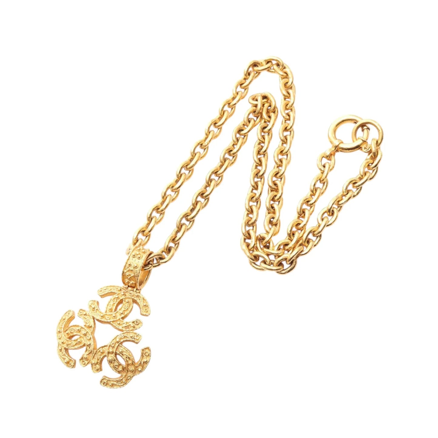 Gold Chanel Gold Plated Triple CC Pendant Necklace