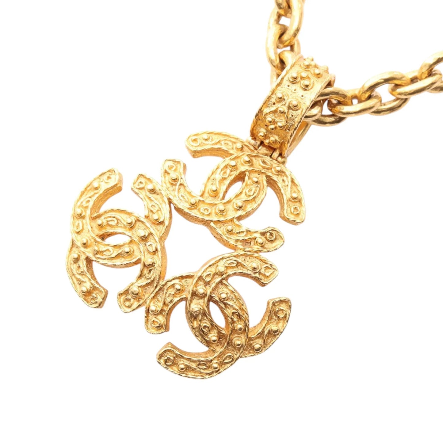 Gold Chanel Gold Plated Triple CC Pendant Necklace
