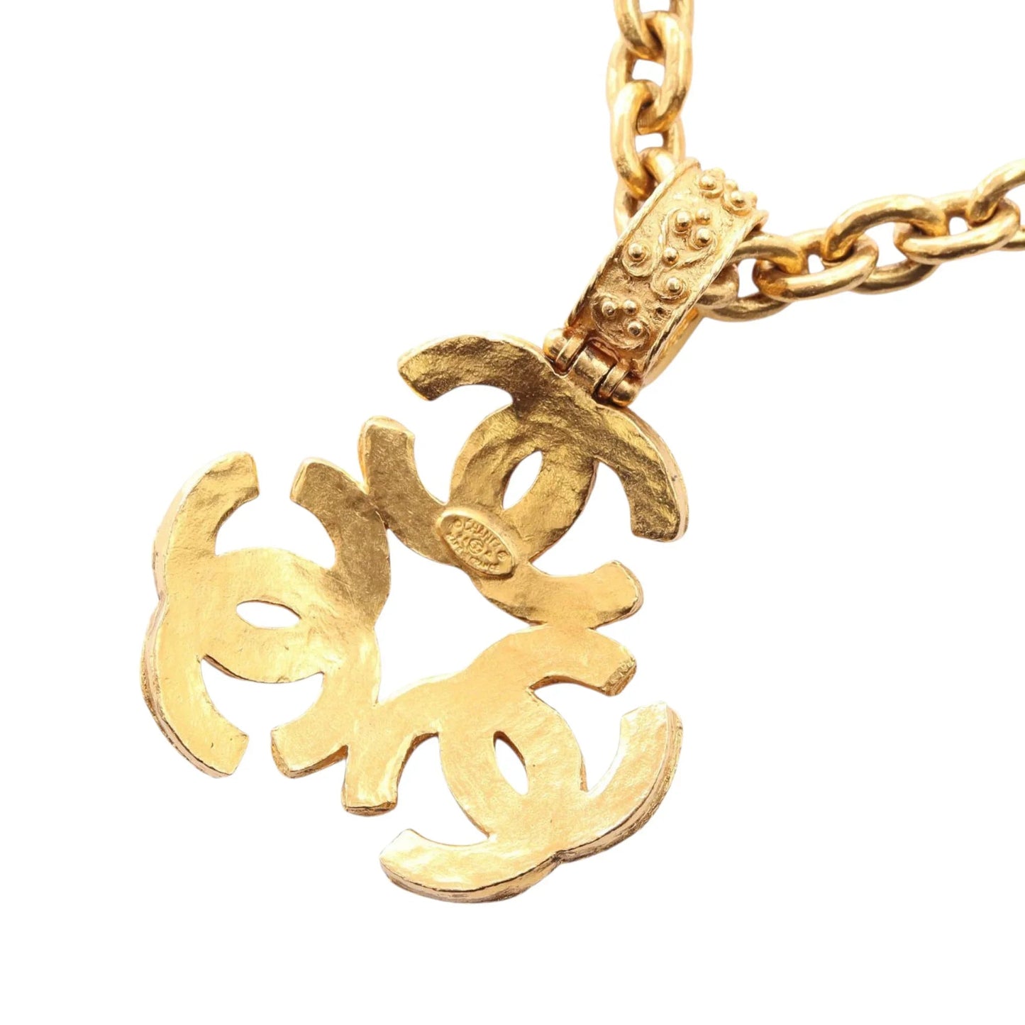 Gold Chanel Gold Plated Triple CC Pendant Necklace