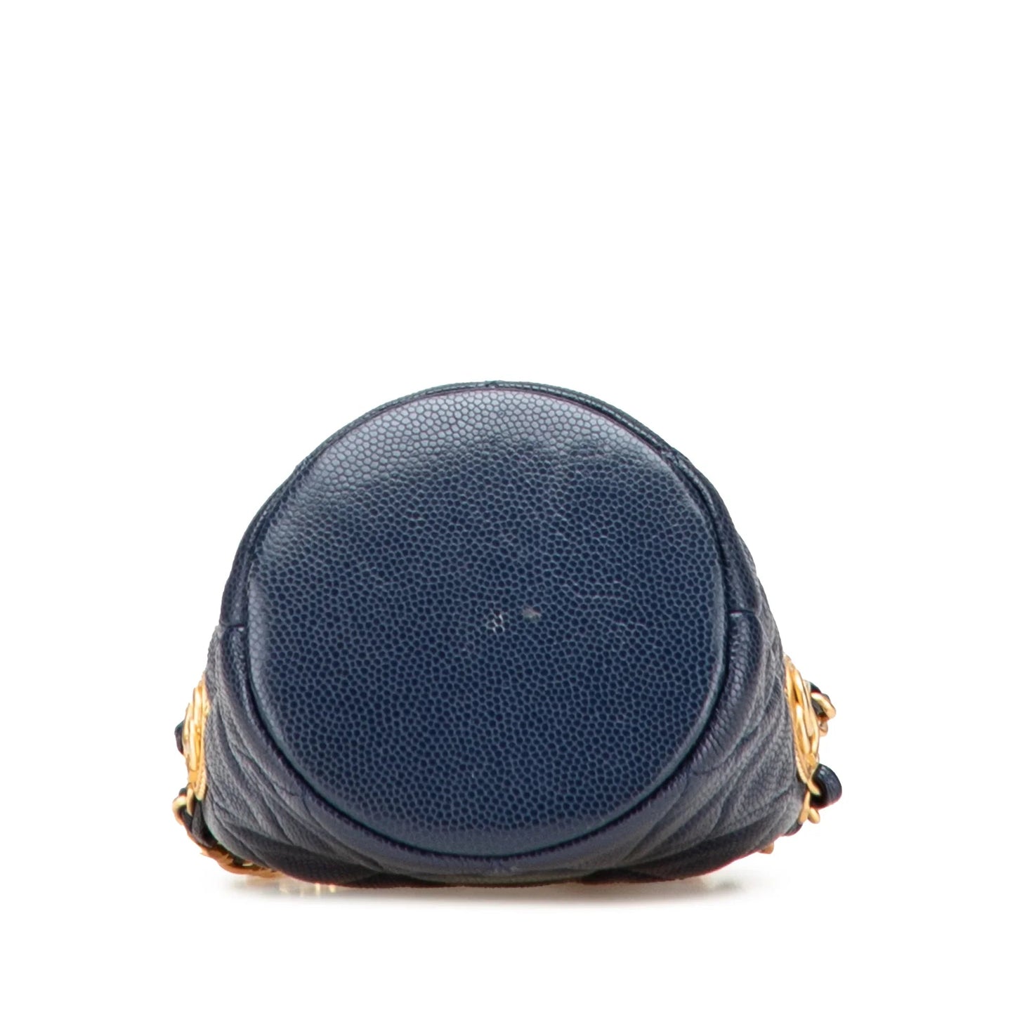 Blue Chanel Mini Quilted Caviar Medallion Charms Drawstring Bucket Bag