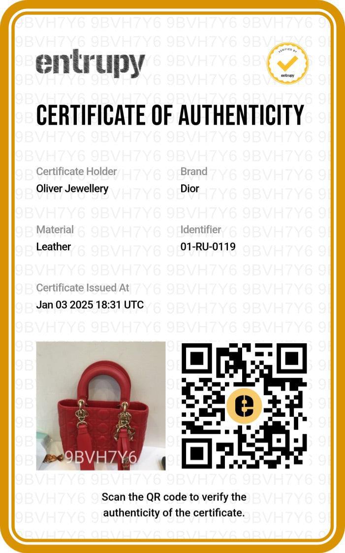 Christian Dior Red Cannage Lambskin Leather Small Lady Dior My AbCDior Bag