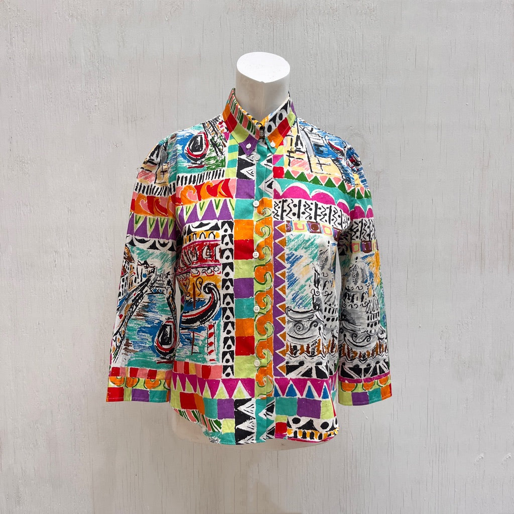 Prada Postcard Print Shirt Spring 2004