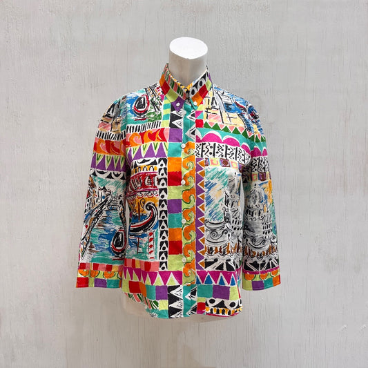 Prada Postcard Print Shirt Spring 2004