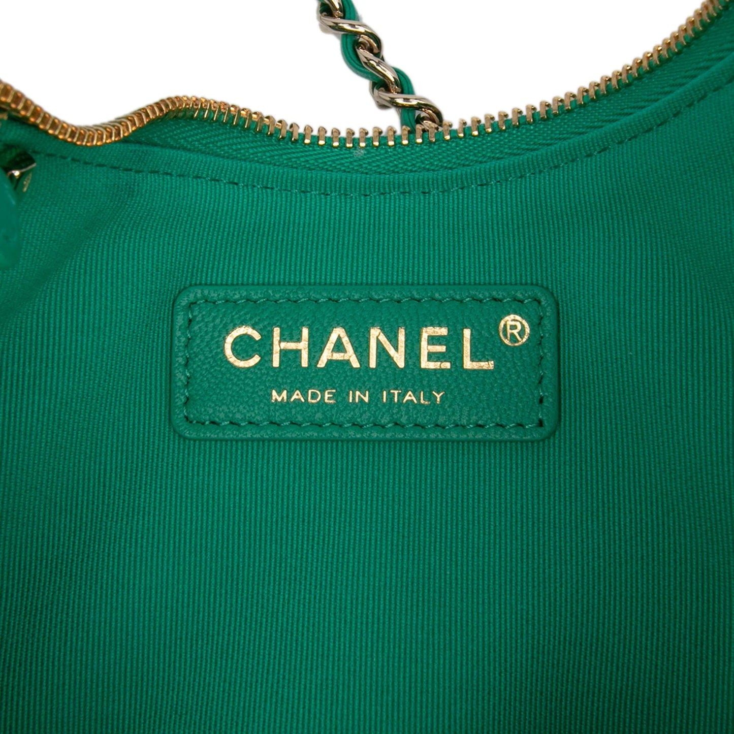 Green Chanel Small Quilted Lambskin Chain Around Hook Hobo Bag