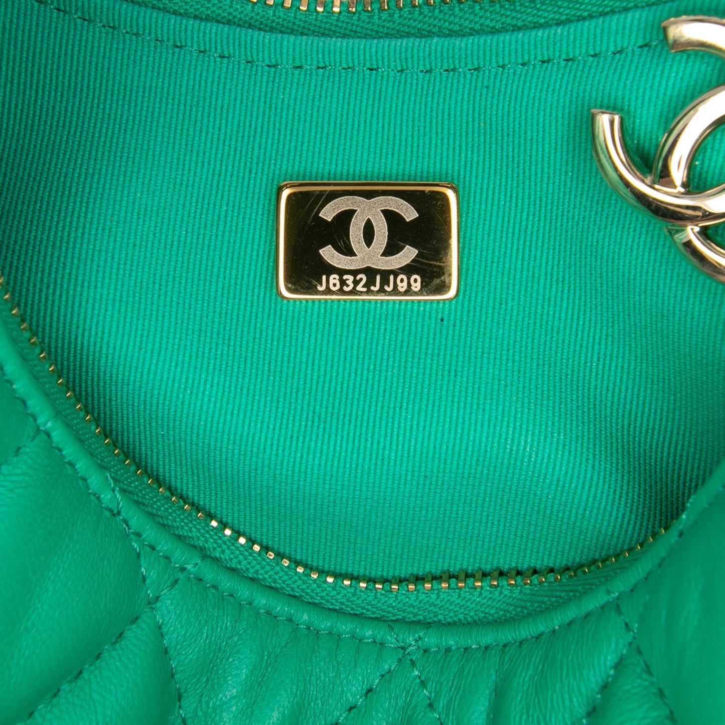Green Chanel Small Quilted Lambskin Chain Around Hook Hobo Bag