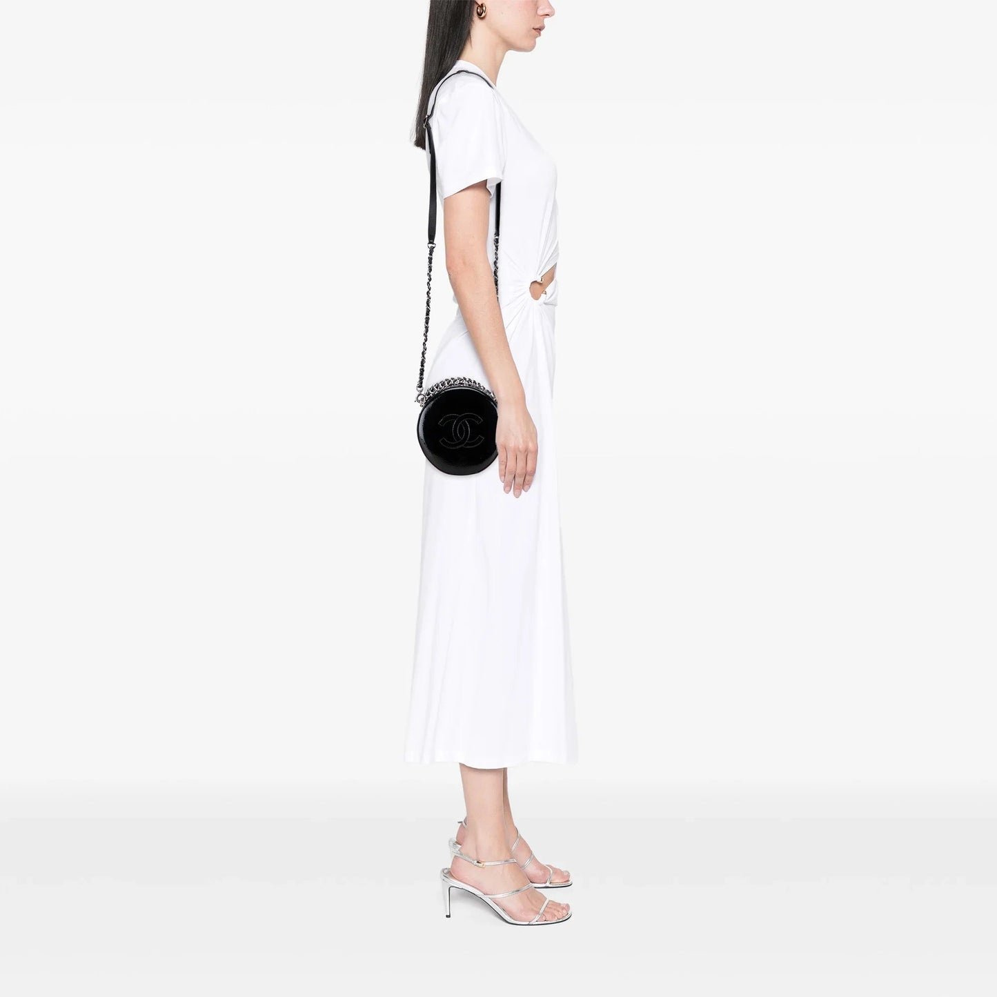 Black Chanel Patent Round As Earth Bag Satchel