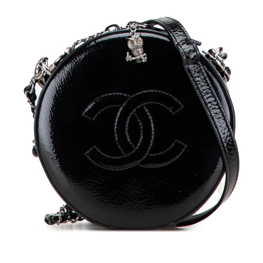 Black Chanel Patent Round As Earth Bag Satchel