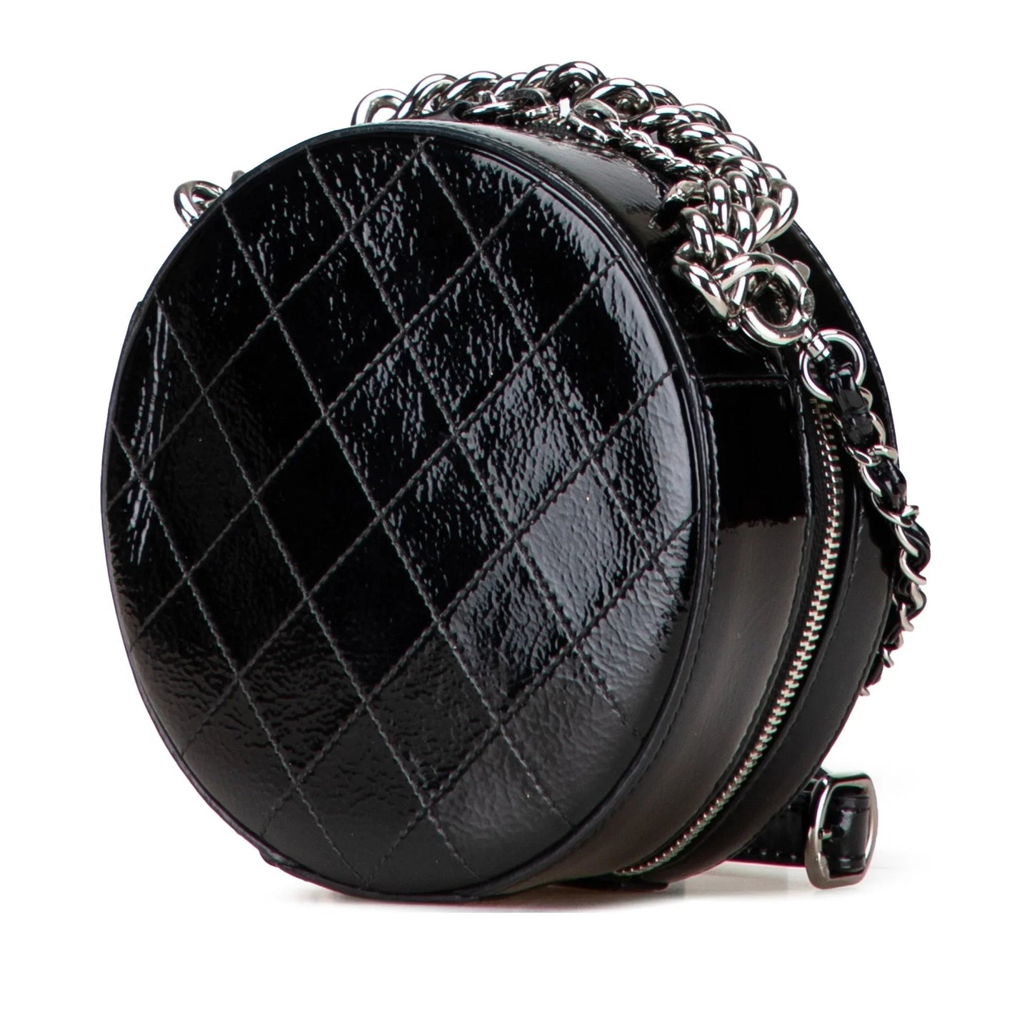 Black Chanel Patent Round As Earth Bag Satchel