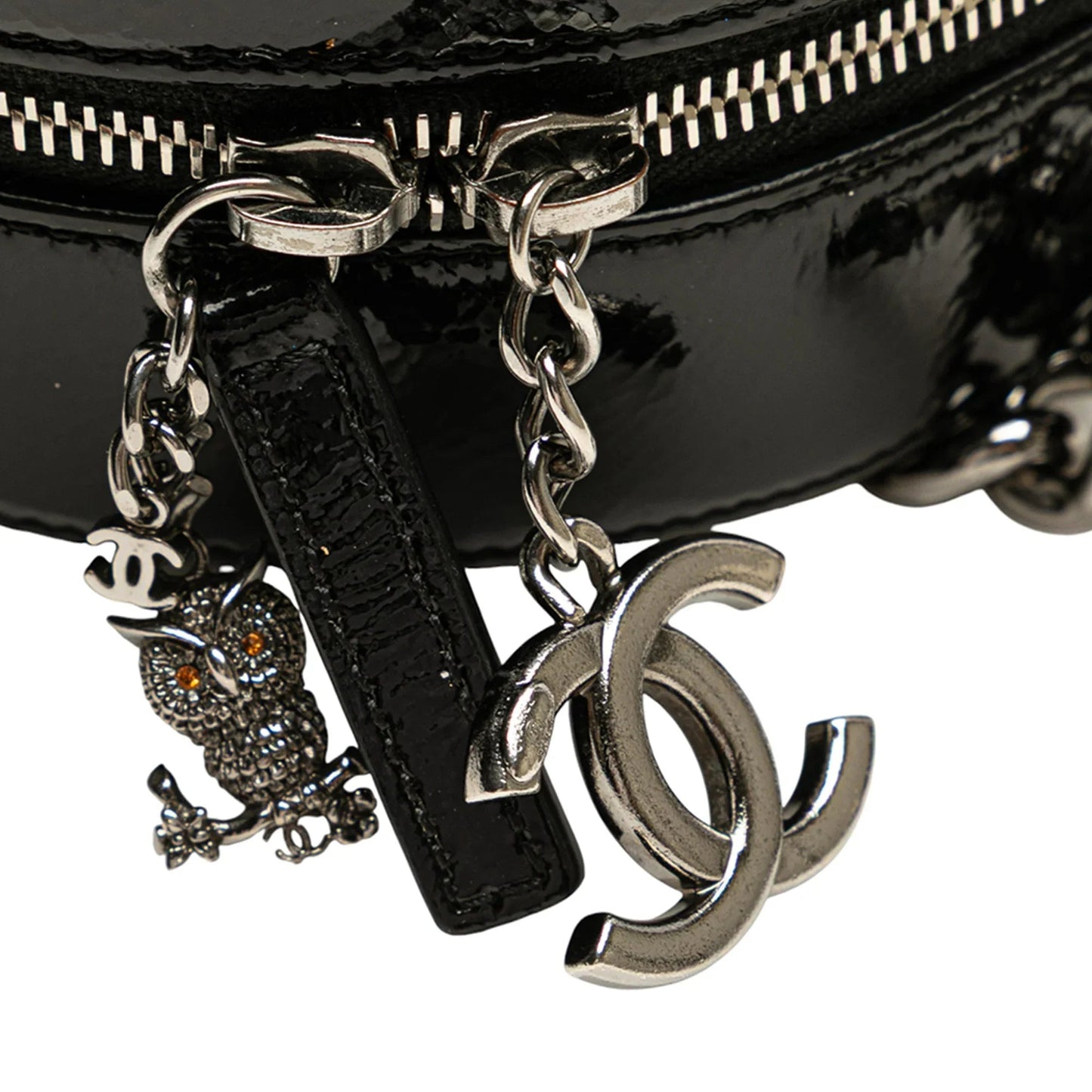 Black Chanel Patent Round As Earth Bag Satchel