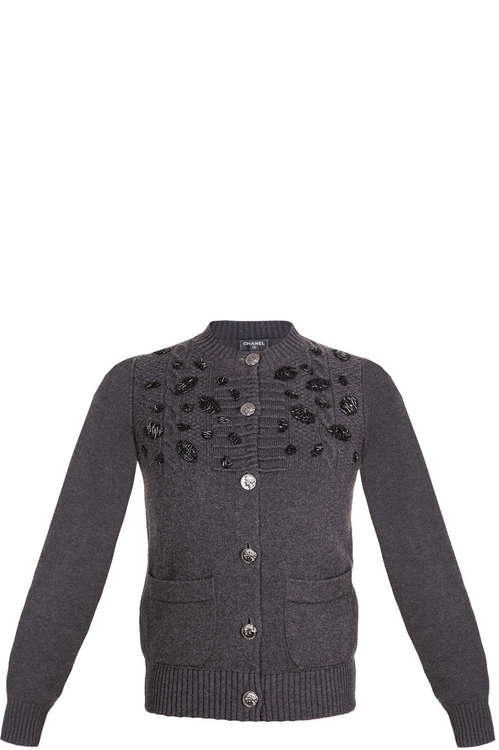 CHANEL Jacket Cashmere Knit Grey 16PF