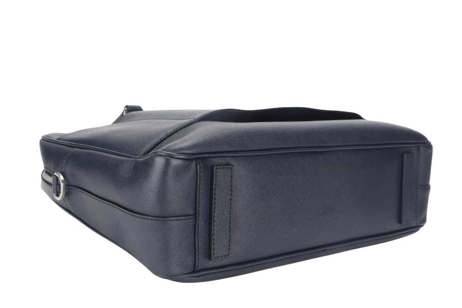 PRADA TRAVEL BRIEFCASE LARGE BALTICO SAFFIANO LEATHER (VA0891) SILVER HARDWARE WITH DUST COVER AND CARD